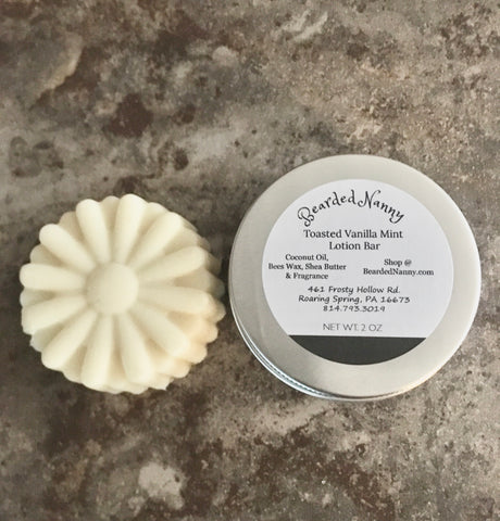 Toasted Vanilla Mint Lotion Bar in a Tin